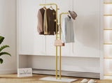 Double Pole Metal Coat Rack with Marble Base - Free Standing Clothes and Hat Stand AU V767-JJ-XY1247-G1