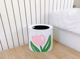 Floral Trash Can Large Mouth Cute Appearance Modern Style Garbage Waste Basket for Kitchen Bathroom V1294-YM0521-3117230064313
