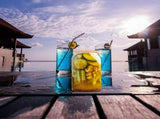 1Set Juicing Glass Bottles with Flat Bottom Lid Straw and Wood Accents for Home Use V1366-AZ2-W-13515