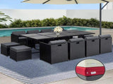 Gardeon Outdoor Dining Set 13 Piece Wicker Table Chairs Setting Black FF-DINING-13-BK-ABCDE
