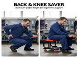 Giantz Creeper Seat Rolling Mechanic Stool with Tool Tray Heavy Duty 36x36cm MCS-C-RD