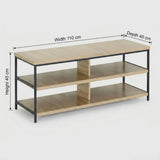 CARLA HOME Tv Stand 3 Tier Open Shelf Entertainment Console - Brown - Rustic - Steel V178-36429