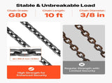 Chain 10mm x 3 m Lifting Chains with 4 Leg Grab Hooks, Heavy Duty G80 Alloy Steel Lifting V952-DGDLHHMGFH1JKA9OV001V0