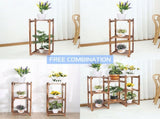 8-Tier Wooden Plant Stand Outdoor Indoor Garden Shelf V178-66770