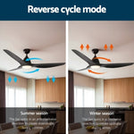 Devanti 64 Inch Ceiling Fan DC Motor w/Light w/Remote - Black CF-B-64-334-BK