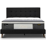 Volga Queen Bed Platform Frame Fabric Upholstered Mattress Base - Charcoal V315-VO-FBD-05