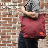 Shopper Bag Tote Bag Foldable Travel Laptop Grocery Nylon KO-SHOULDER WINE V274-GM-KOEBAG-SUDER-WINE