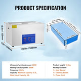 Vevor 30L Digital Ultrasonic Cleaners Cleaning Equipment Bath Tank w/Timer Heated V952-JPS-100ACSBQXJX01V3