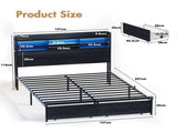 Double Black LED Bed Frame with 2 Storage Drawers and Charging Station V178-59297