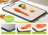 Dual-Sided Kitchen Cutting Boards with Titanium-Look & Textured PP Surfaces, Juice Groove, Grinding V1107-CS-THJZB