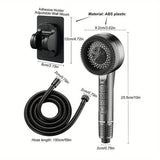 High Pressure Shower Head with 1.5 m Hose and Bracket, Piano Key Spray Control, Durable ABS Plastic, V1189-LC-LY-00102