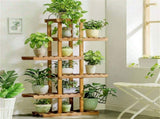 Fin Xxl Carbonized Wood Plant Stand 11 Pots Bonsai Display Shelf Flower Rack Corner V767-XJJ788