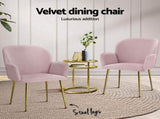 Artiss Dining Chairs Set of 4 Velvet Armchair Pink UPHO-C-DIN-5220-VEL-PKX4