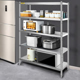 VEVOR Stainless Steel Shelves 47.5x18 Inch 5 Tier Adjustable Shelf Storage Unit Stainless Steel Rack V952-BXGHJ5C48X18.5YC1V0