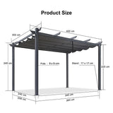 3x4M Aluminium Pergola Marquee with Retractable Roof Garden Canopy V63-952691