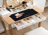 Black Makeup Vanity Table Mat - Desktop Protector Pad for Dressing Tables and Beauty Counters V1369-AZ3-W-13475