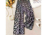 Women'S Print Wide Leg Pants Elastic Waist Casual Loose Fit Trousers Fashion Lounge Yellow V1192-AZ-W-20734