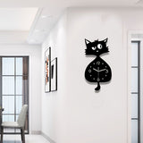 Black Gray Cat Wall Clock Unique Home Decor Silent Wall Clock Cat Decor Australia Modern V1347-115-GRA-17543