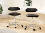 Artiss 2x Salon Stool Swivel Chair Backrest Black SALON-B-4128-BKX2