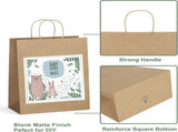 Eupako Kraft Shopping Bags 10x5x13 - 100 PCS Brown Paper With Handles, Gift Bulk, Party Favor, V1259-DP01-F-46