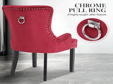4X French Provincial Dining Chair Ring Studded Velvet Rubberwood Leg LISSE BORDEAUX RED V274-FT-VFC-1141-RD4