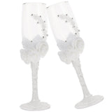 Elegant Wedding Flute Glasses Set for Bride and Groom Toasts, Ideal Drinkware for Celebrations and V1192-AZ-W-28539