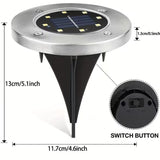 8PCS Solar Outdoor Buried Light Waterproof Garden Lawn Lamp Warm Landscape Lighting No Wiring Auto V1232-TYNDMD-004