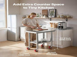 Stainless Steel Table, 61 x 45 cm Food Prep Worktable with Wheels, Kitchen Prep Table with V952-DLGZT2CWDB24K995G001V0