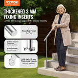 Handrails for Outdoor Steps, 59 in/ 150cm Length Stair Hand Rail Kit, Transitional Stainless Steel V952-BXGSLZFS150CEE3Y3V0
