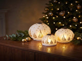 Christabelle 3 White Glass Christmas LED Light Up Spheres Gold Forest Table Decor Xmas Ornament 112_YAN400
