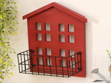 Wall Storage Shelves Hand Made Wood House Shape Wall Mounted Shelf for Bedroom Living Room Red V1294-YM0716-3115220072912