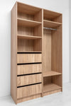 MALMO THREE SHELF/FOUR DRAWER WALK IN WARDROBE - SLIM SHAKER - NATURAL OAK V164-ECW4STB