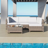 Milano Outdoor 5 PC Rattan Sofa Set Colour Oatmeal Seat & Black Coating ABM-10001720