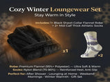 Blue Men's Winter Lounge Bundle Set - Flannel Shawl Collar Robe with 2x Thick Mid Calf V888-ELOSUNG54521