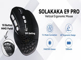Solakaka E9PRO TriMode Vertical Ergonomic MMO Gaming Mouse, 10 Programmable Side Buttons, RGB V1300-E9PRO-BLACK-GRAY