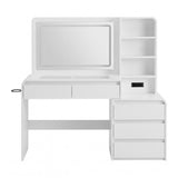 Artiss Dressing Table Makeup Vanity Desk LED Mirror Drawers Charging Station Curved Edge White FUR-AG-DRESS03N-WH-AB
