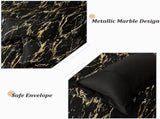 Black Gold Metallic Marble Comforter Set, King Size, Foil Print Glitter 3-Piece Bedding V745-MAB010509AJ3