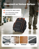 Rolling Tool Backpack, 110 lbs Load Capacity, 45 Pockets Heavy Duty Roller Tool Bag on Wheels, V952-GLGJBB14YC168FJ9Q001V0