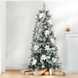 Jingle Jollys Christmas Tree 1.8m Xmas Tree Snow Flocked Flowers Decor 564 Tips XM-TR-SLIM-6F-GS