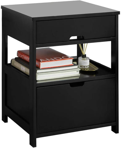 Black Bedside Table with 2 Drawers V178-58571