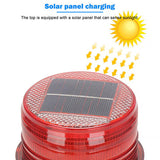 Solar Powered LED Flashing Beacon Light, 12-24V Amber Emergency Magnetic Warning Red V201-LED0016RE8AUA