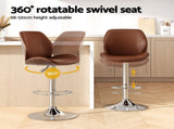 Artiss 1X Bar Stool Bentwood Swivel Adjustable Kitchen Dining Counter Stool Leather Brown BA-TW-1209-BR