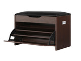 Artiss 2x Shoe Bench Set Flip Drawer Walnut CABINET-8836-WALX2
