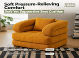 Foldable Multi-Functional Lounger Sofa with Corduroy Cover and High-Density Foam for Living Room V1341-ZY-M9LXUFGX-ORANGE