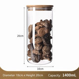 Kitchen Large Clear Glass Storage Jar, Sealed Bamboo Lid Food Container, 10cm*25cm, 1750ml, Premium V1221-XM-LB2662-GM103
