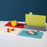 Coloerful 4-Piece Colour-Coded Index Cutting Board Set with Storage Stand - Food-Safe PP, Non-Slip, V888-ELOSUNG32075
