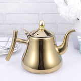 Golden Stainless Steel Teapot with Inner Strainer for Kitchen Use Easy Grip V1192-AZ-W-29742