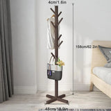 Brown Solid Wood Coat Rack Stand for Entryway - Sturdy Hat and Clothes Hanger V178-59379