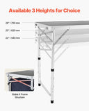 Camping Kitchen Table, Folding Outdoor Cooking Table, 3 Adjustable Height, Aluminum Lightweight Portable Cook Station with Storage Organizer, Carry Handle, for BBQ Party Picnic RV Travel, V952-DCCWJKLSLSBY357B3V0