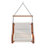 Gardeon Hammock Chair Wooden Hanging Indoor Outdoor Lounge Patio HM-CHAIR-ARM105-CREAM